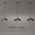 Elegant Medieval Droplight Set With Three Hanging Lamps And Classic Design Features 3d model