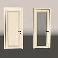 White Swing Doors With Solid Panel And Ribbed Glass Design Frames And Handles 3d model