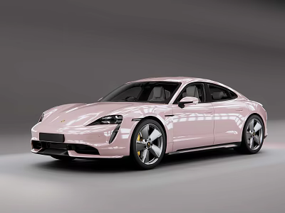 Pink Porsche Electric Sports Sedan Modern Sleek Exterior Design With Four Door 3d model