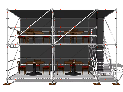 Industrial Scaffolding Construction Equipment Featuring Stable Multi Level Platforms And Support System 3d model