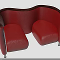 Red Leather Curved Two Seater Sofa With Metal Legs Modern Interior Design