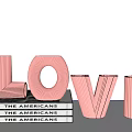 Decorative Ornament Set With Pink LOVE Letters And Stacked The Americans Books