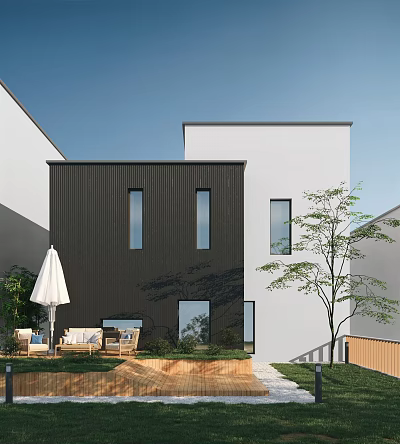 Modern courtyard courtyard landscape 3d model