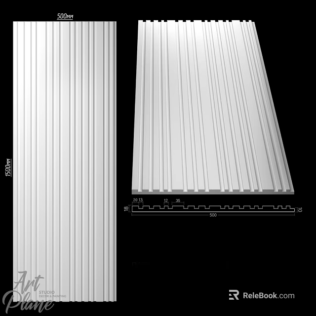 White Striped Wall Panel Design for Modern Home Interior Decoration 3d model 