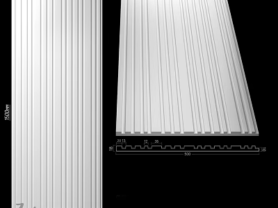 White Striped Wall Panel Design for Modern Home Interior Decoration 3d model