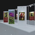 Transparent Exhibition Display Stands With Colorful Images And Text Descriptions
