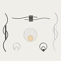 Modern Wall Lamps With Curved Lines Circular Glass Shades And LED Light Strips