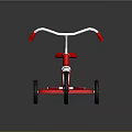 Red And White Children's Tricycle With Simple Design And Three Wheels