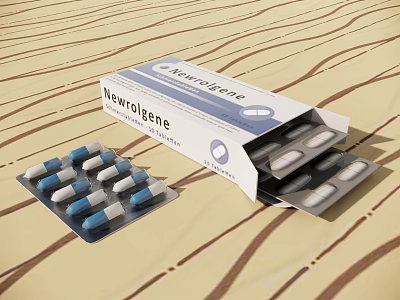 Hospital Pharmacy Prescription Medication with Open Newrogene Box and Blister Packs 3d model