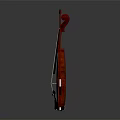 Musical Instrument Violin With Bow And Shiny Red Wooden Body On Dark Background