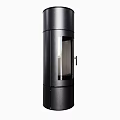 Modern Cylindrical Fireplace Design With Glass Door And Black Exterior