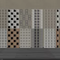 Contemporary Partition Designs Featuring Various Grid Patterns And Wood Finishes 3d model