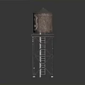 Wooden Water Tower With Metal Support Frame And Roof Structure Design