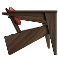 Modern Wooden Frame Leisure Chair With Red Cushion For Comfortable Seating