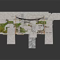 Modern Building Design with Green Roof White Stone Walls Open Structure and Stone Steps