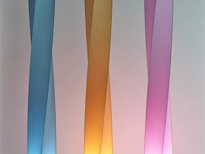 Modern Curved Striped Abstract Floor Lamp Featuring Blue Orange Pink Tones 3d model