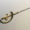 Ancient Decorative Weapon with Gold Blue Coiled Spiral Design and Intricate Patterns 3d model