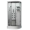 Modern Shower Sauna Enclosure With Glass Door Control Panel And Shelves
