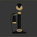 Vintage Telephone With Classic Retro Design Gold Accents And Rotary Dial