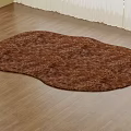 Irregular Shaped Brown Area Rug On Wooden Floor 3d model