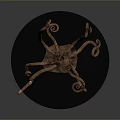 Copper Octopus Shaped Decorative Stand With Curved Tentacles And Glass Top