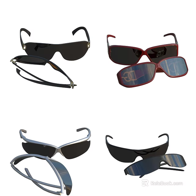 Fashionable Sunglasses Collection With Assorted Colorful Frames And Different Designs 3d model 