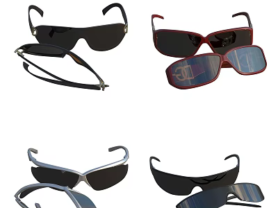 Fashionable Sunglasses Collection With Assorted Colorful Frames And Different Designs 3d model
