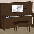 Wooden Piano With Sheet Music Bench Paintbrushes And Canvas In Art Studio