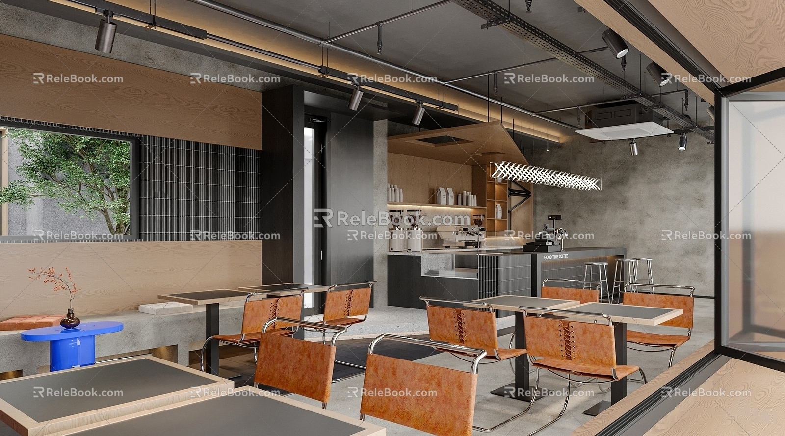 Modern Coffee Shop Milk Tea Shop Tea Restaurant Coffee Table and Chair Wall Card Seat Sofa Coffee Shop Cashier Front Desk Coffee Operator Coffee Shop Card Seat Area 3d model