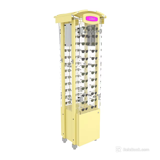 Eyeglasses Store Featuring Vertical Display Rack with Multiple Shelves for Organized Eyewear 3d model 