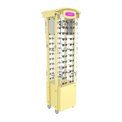 Eyeglasses Store Featuring Vertical Display Rack with Multiple Shelves for Organized Eyewear 3d model