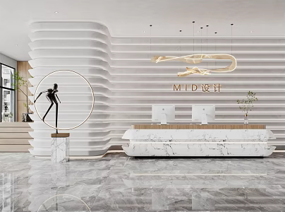 Modern Front Office Front Desk 3d model