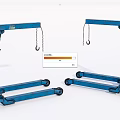 Blue Mobile Industrial Gantry Cranes With Wheels Chains And Hooks 3d model