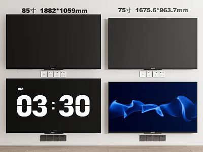 Different Size TVs 85 Inch and 75 Inch with Screen Display Features 3d model