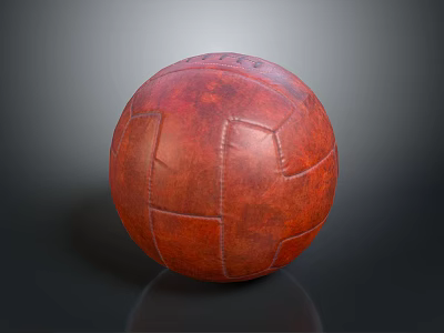 High Quality Red Leather Football With Stitched Panels And Glossy Surface Design 3d model