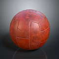 High Quality Red Leather Football With Stitched Panels And Glossy Surface Design