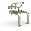 Vintage Industrial Brass Faucet With Elegant Pipe Structure And Decorative Knobs 3d model