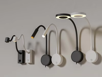 Modern Wall Lights With Adjustable Arms And Round Bases For Interior Decoration 3d model
