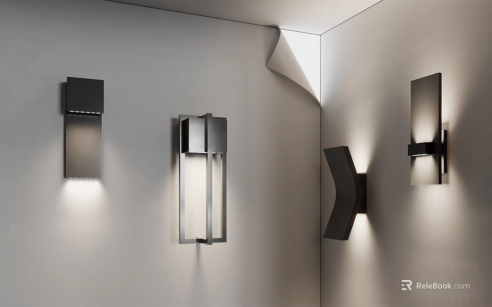 Sleek Modern Wall Lamps With Geometric Shapes Illuminating Home Interior Design 3d model 