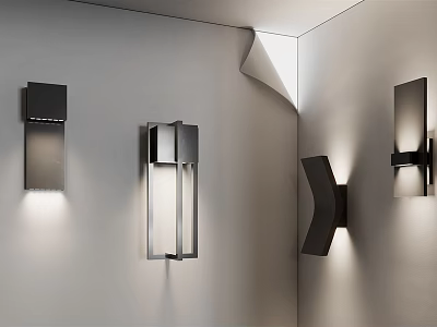 Sleek Modern Wall Lamps With Geometric Shapes Illuminating Home Interior Design 3d model