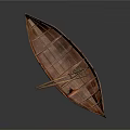 Traditional Red Wooden Water Transport Boat With Wooden Paddle And Classic Design