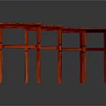 Three Red Wooden Nesting Stools With Golden Patterned Tops And Intricate Design