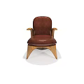 Unique Design Accent Chair With Leather Upholstery And Wooden Curved Legs