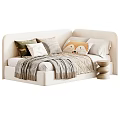 Modern Soft Upholstered Kids Bed With Lovely Fox Pillows And Multiple Fabric Color Choices