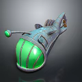 Sci Fi Vehicle Model With Blue Body Green Transparent Cockpit And Streamlined Design
