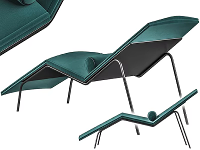 Modern Green Velvet Lounge Chair With Comfortable Design And Metal Frame 3d model