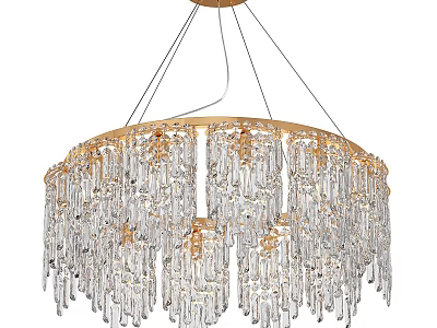 Elegant Modern Crystal Chandelier With Gold Circular Frame And Hanging Crystals 3d model