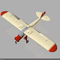 Small White and Red Airplane with Propeller Wings on Dark Background 3d model