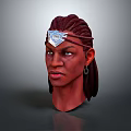 3D Head Sculpture With Braided Hair Decorative Headband And Dangling Earrings