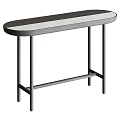 Minimalist Wooden Console Table With Oval Top Slender Legs And Natural Finish